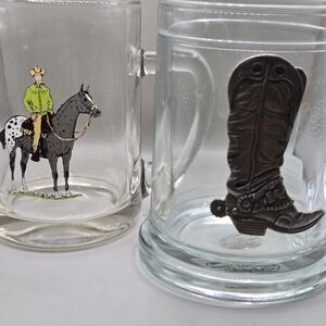 Cowboy and Boot Glass Mugs